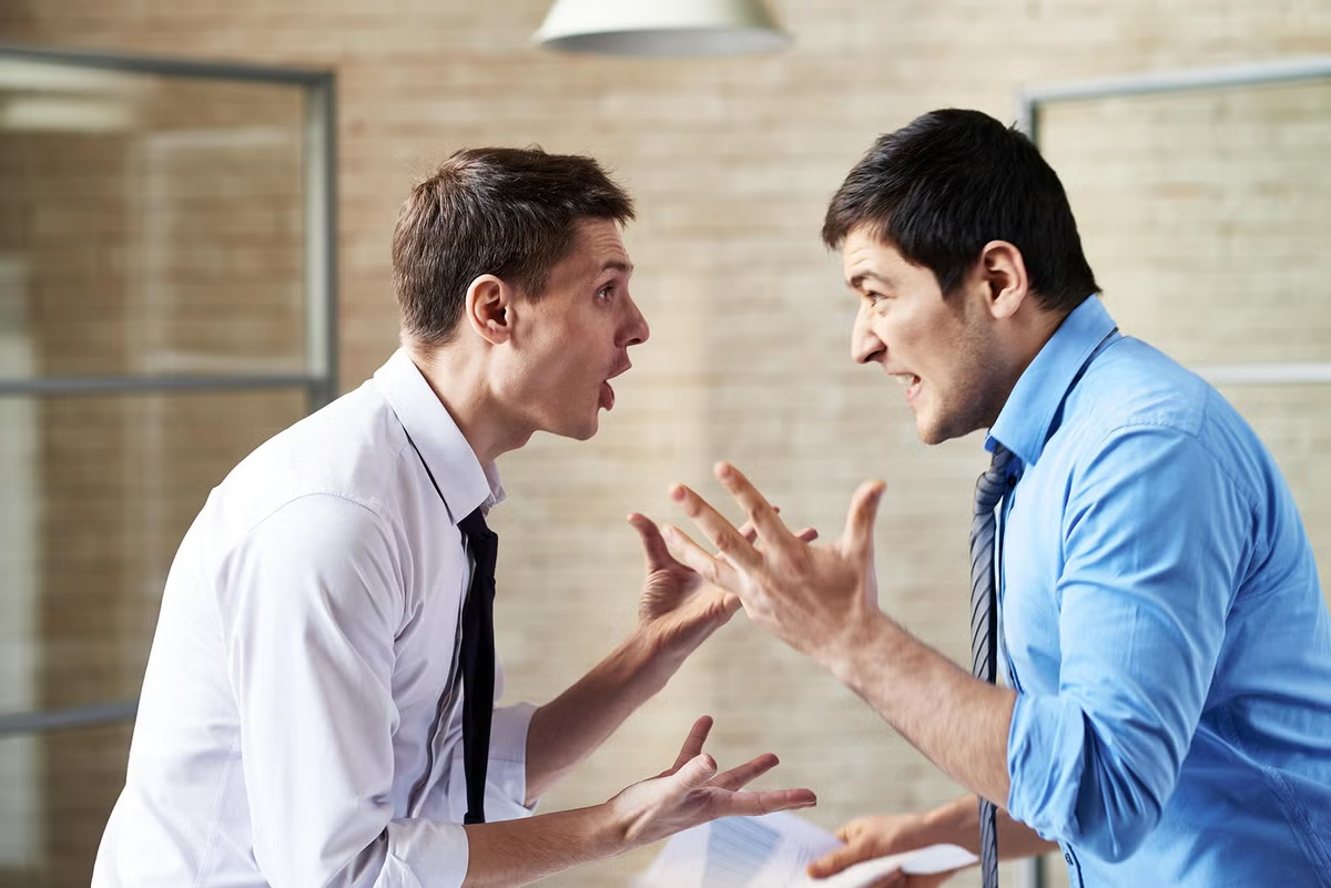 Two men shouting at each other